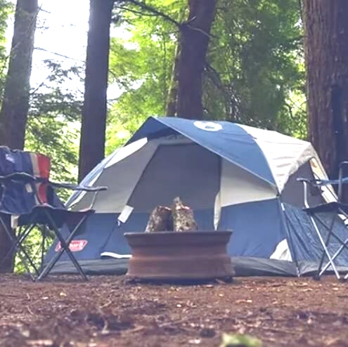 Optional pole tent rental for extra guests at NATURA Wilderness Resort in Nova Scotia