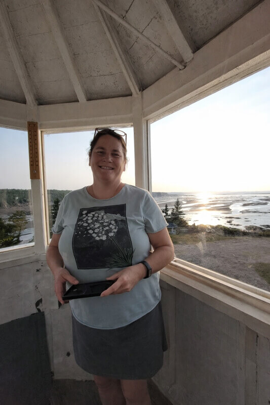View across the Minas Basin from inside Walton Lighthouse in Nova Scotia